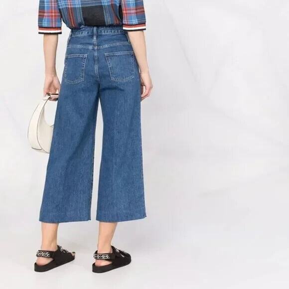 Frame Jeans Womens 27 High‎ Rise Wide Crop Pants Boho Blue - Picture 2 of 9